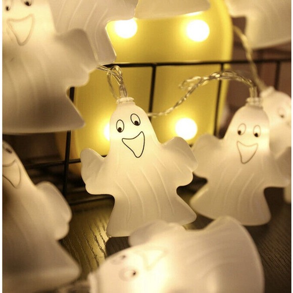 Decor Halloween Ghost Light 16.4 ft 30 LED Spooky Light Outdoor String Lamp X2 - Picture 3 of 4